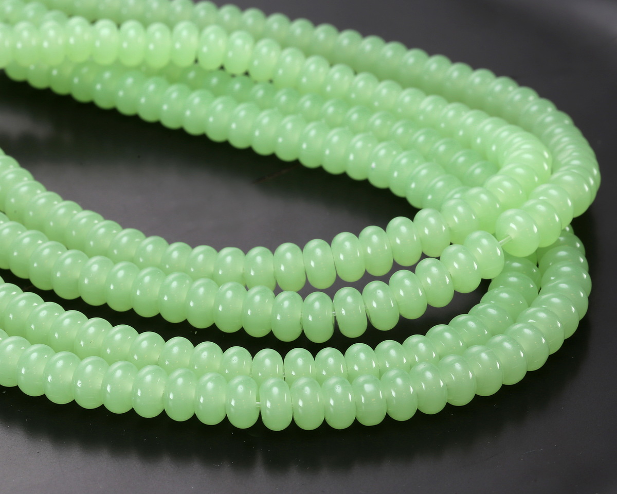 Peridot Opal Glass Rondelle 5x8mm