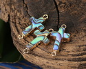 Abalone Cross Focal Link w/ Gold Finish 25x13mm
