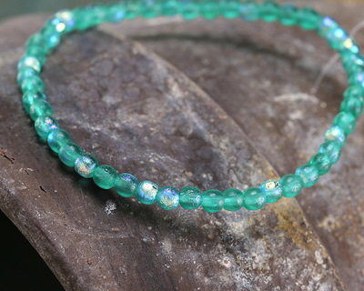 Czech Glass Textured Emerald AB Round Druk 3mm