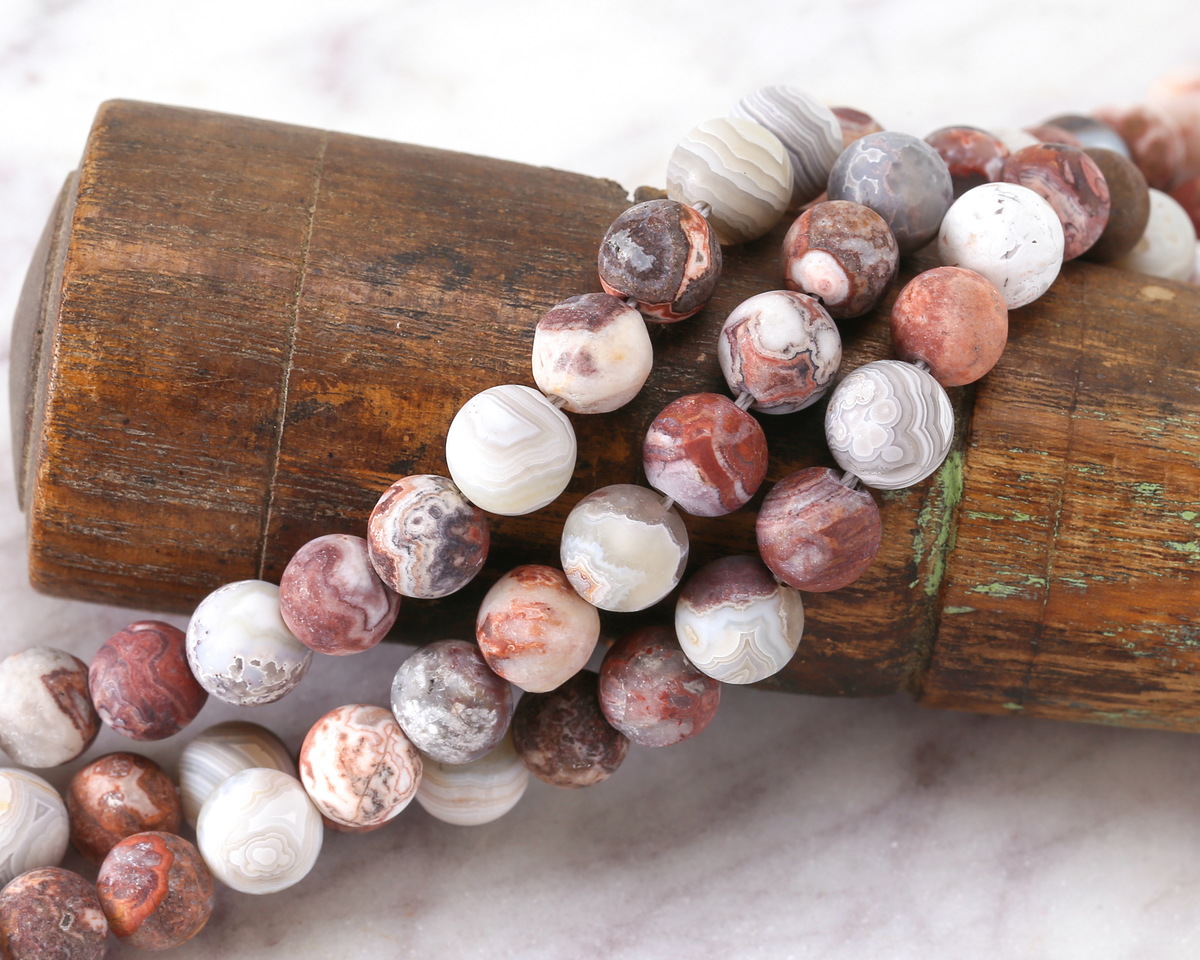 Rosetta Lace Agate (matte) Round 8mm