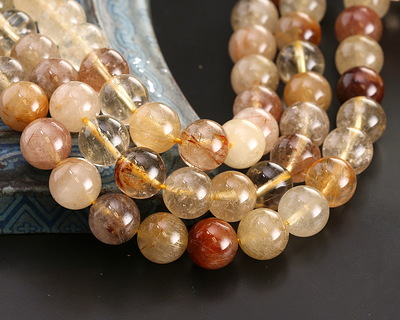 Gold Red Rutilated Quartz (A) Round 10mm