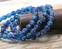Czech Glass Matte Pacific Blue w/ Iris Luster & Blue Faceted Melon Round 6mm