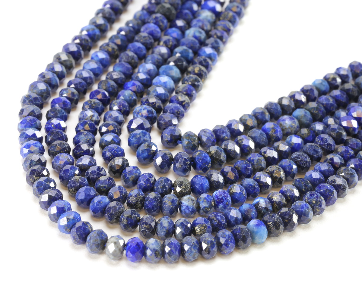 Lapis Faceted Rondelle 4.5x6mm