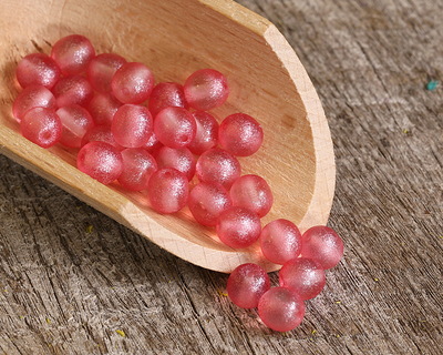 Czech Glass Crystal w/ Textured Pink Luster Round Druk 6mm