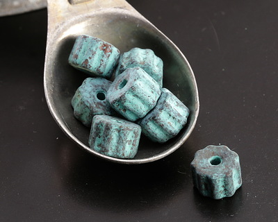 Mykonos Metalized Ceramic Copper Patina Bumpy Short Tube 7x9mm