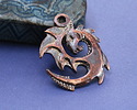 Mykonos Antique Copper (plated) Spiral Dragon 23x31mm