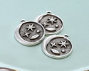 Antique Silver (plated) Crescent Moon Celestial Scene Coin Focal 18x20mm