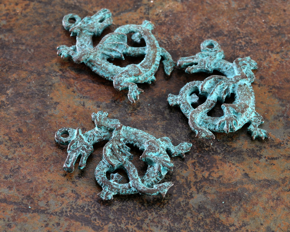 Mykonos Copper (plated) Patina Dragon Focal 24x37mm