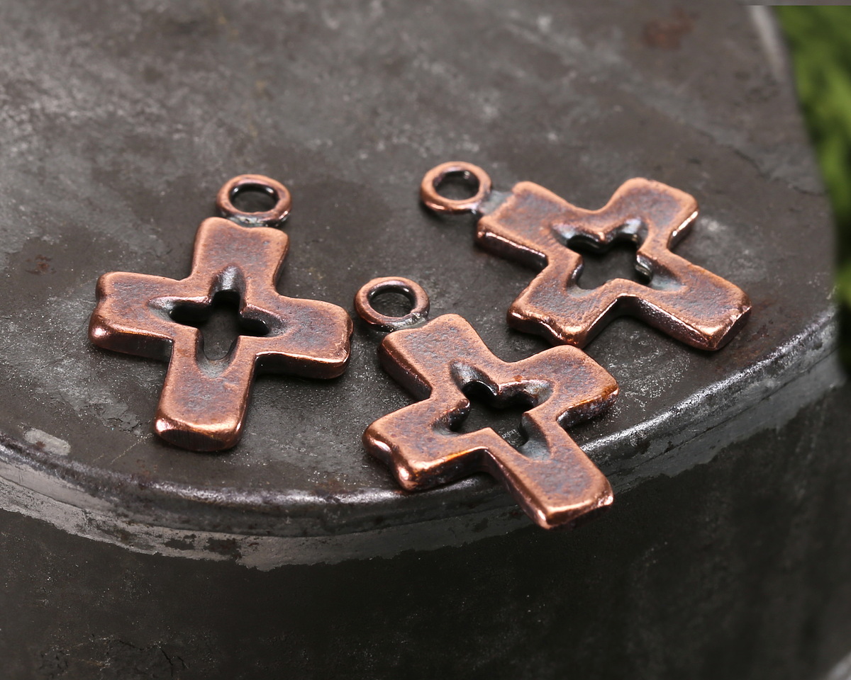 Mykonos Antique Copper (plated) Medium Simple Cross 16x25mm