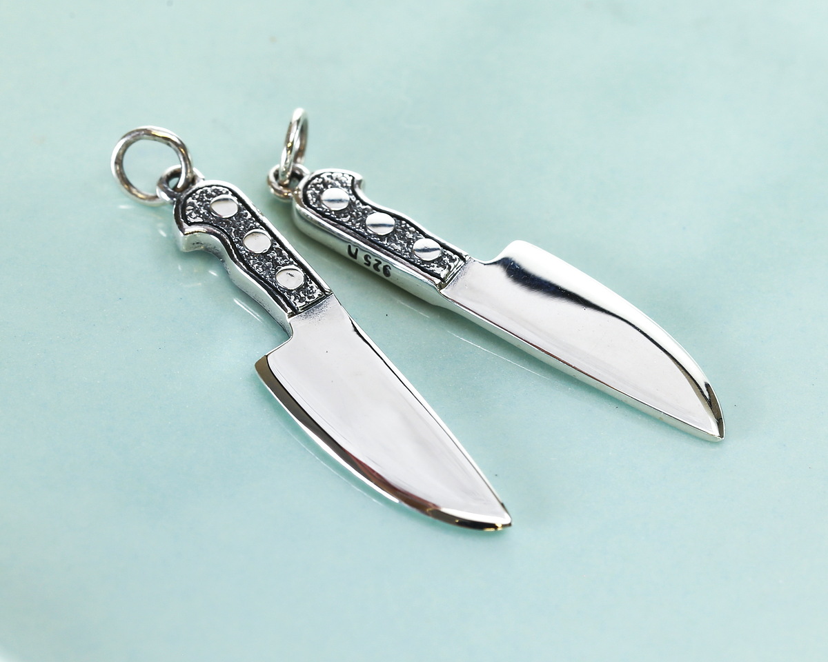 Nina Designs Sterling Silver Large Kitchen Knife Charm 7x36mm