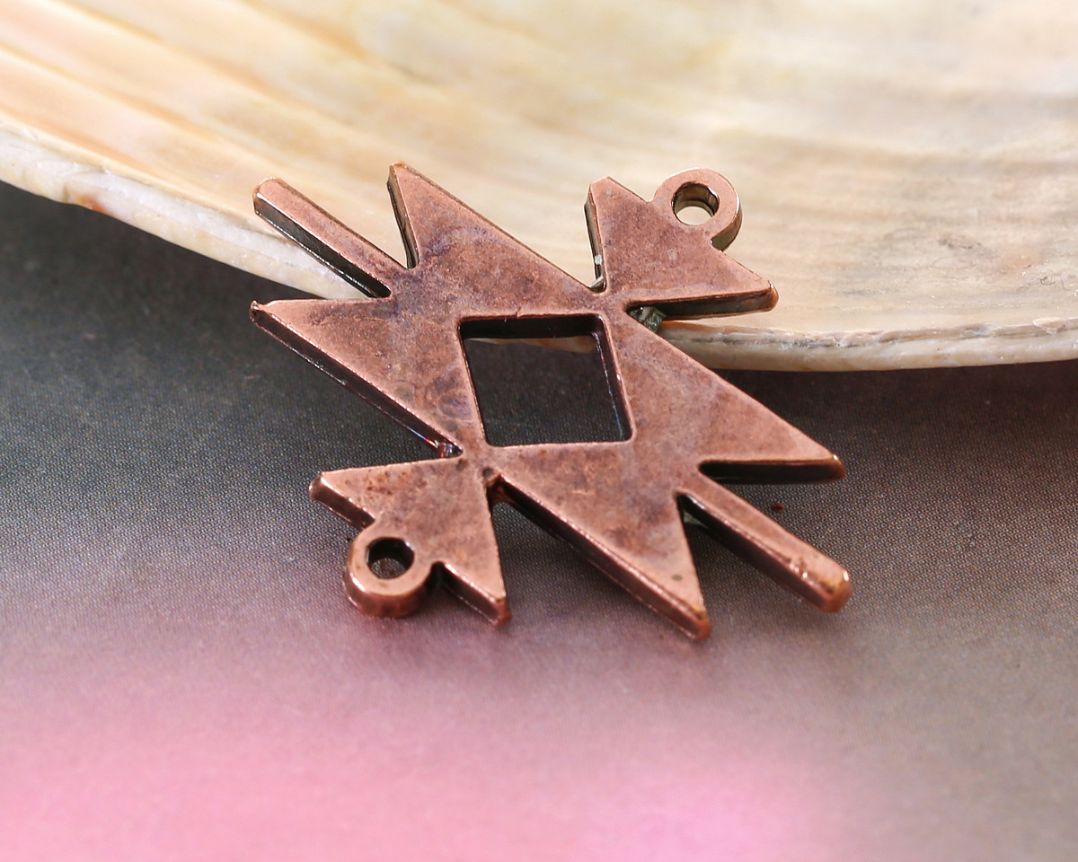 Mykonos Antique Copper (plated) Small Aztec Pattern Focal Link 25x30mm