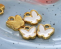 24K Gold (plated) White Enamel Butterfly Focal 9x9.5mm
