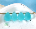 Autumn Green Seafoam Beach-Style Glass Teardrop Focal 14x10mm