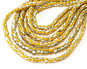 Java Glass Yellow & White w/ Stripes Graduated Gooseberry Beads 3-6x4-6mm