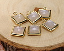 Blue Rose Quartz w/ Gold Finish Faceted Square Focal 10x13mm