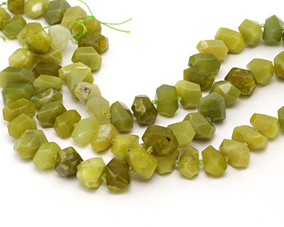 Olive Jade Faceted Nugget 14-15x19-22mm