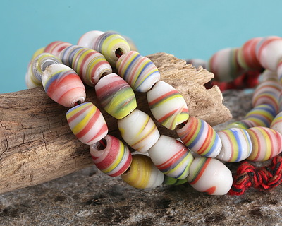 Java Glass Multi Color Rice 8-11x7-8mm