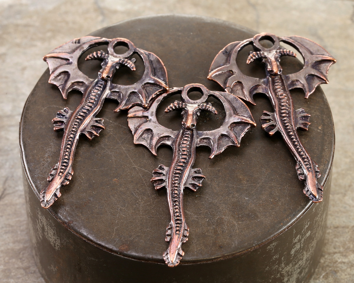 Mykonos Antique Copper (plated) Soaring Dragon Focal 35x55mm