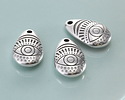 Antique Silver (plated) Eye Puff Teardrop Focal 13x20mm