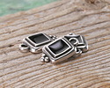 Antique Silver (plated) Jet Enamel Beaded Square Focal 10x16mm