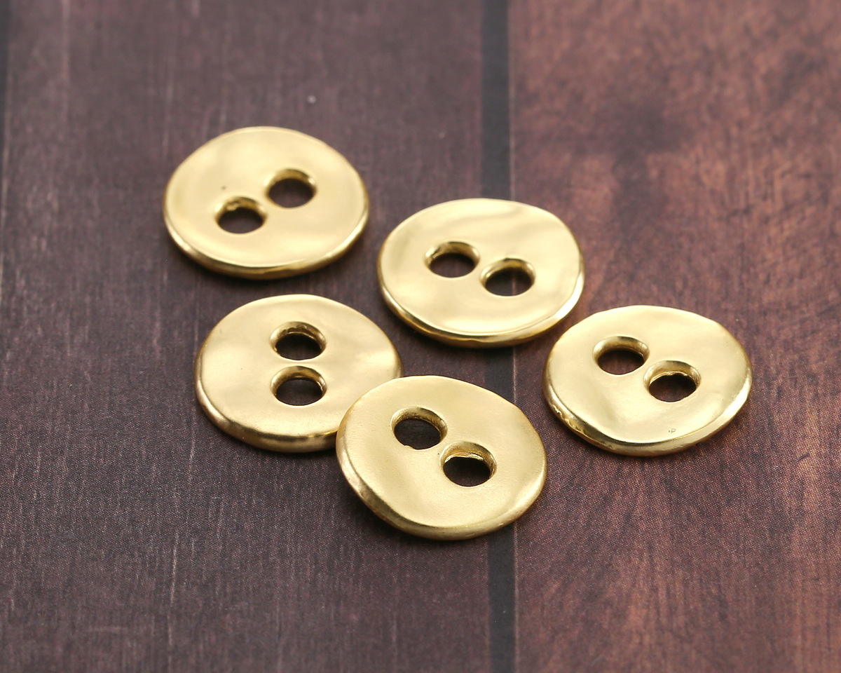 Satin Hamilton Gold (plated) Organic Round Button 13mm