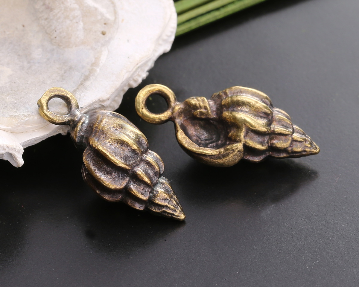 Mykonos Antique Brass (plated) Wentletrap Shell Focal 10x22mm