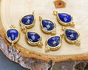 Lapis w/ Gold Finish Faceted Teardrop Focal 10x12mm