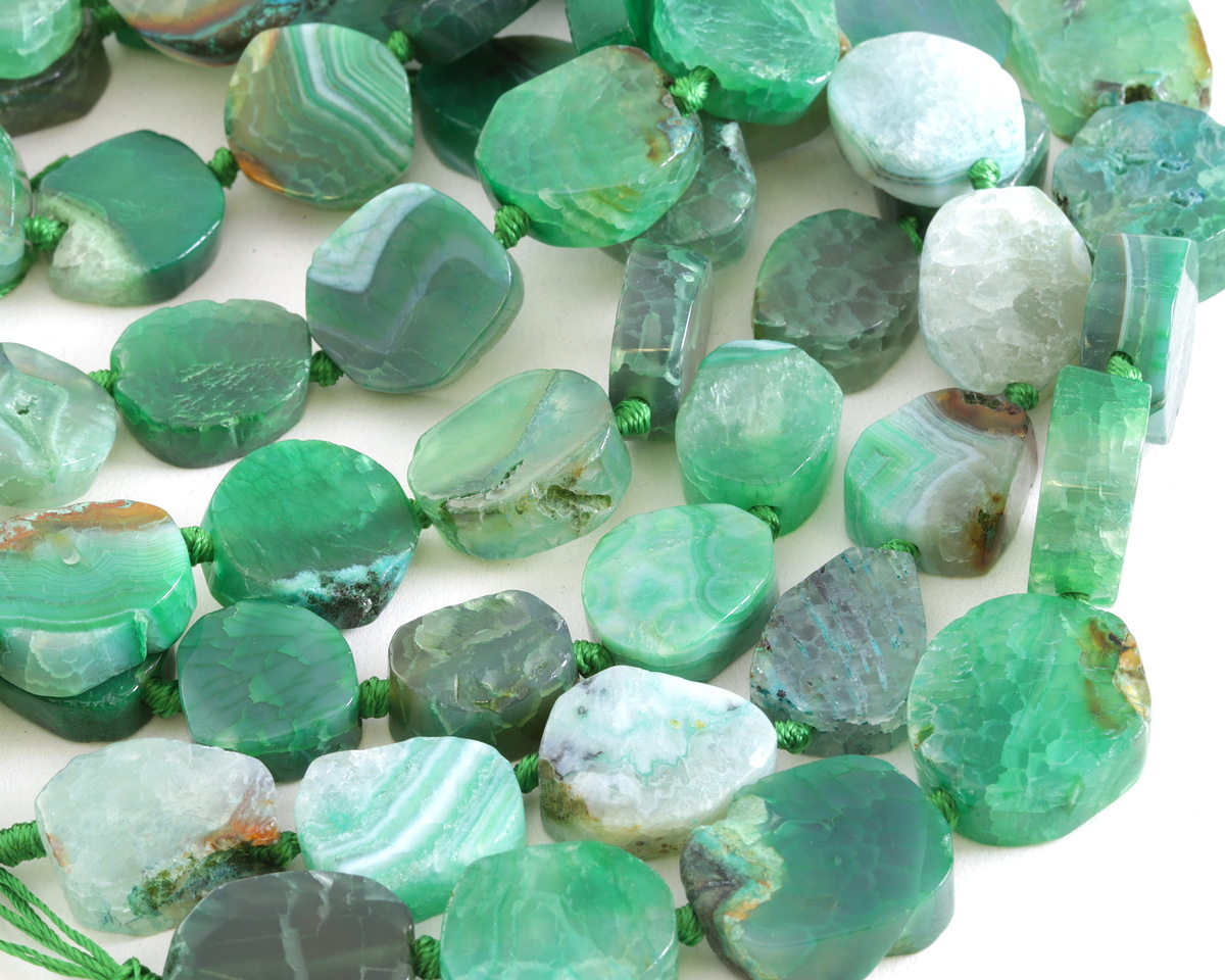 Apple Green Agate Nugget Slice 20-26mm