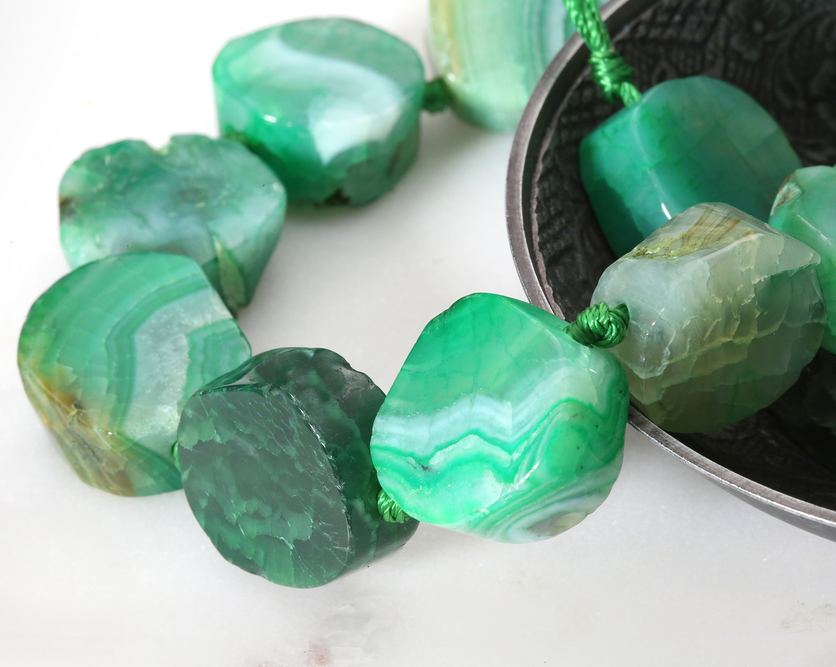 Apple Green Agate Nugget Slice 20-26mm