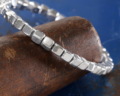 Czech Glass Antique Sliver Cube 4mm