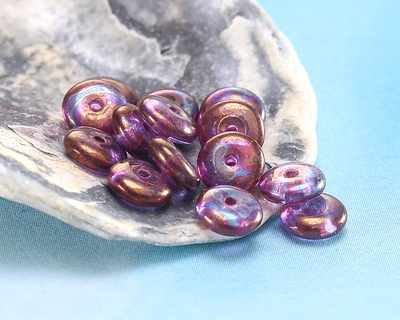 Czech Glass Purple w/ Mother of Pearl Finish Spacer 2x6mm
