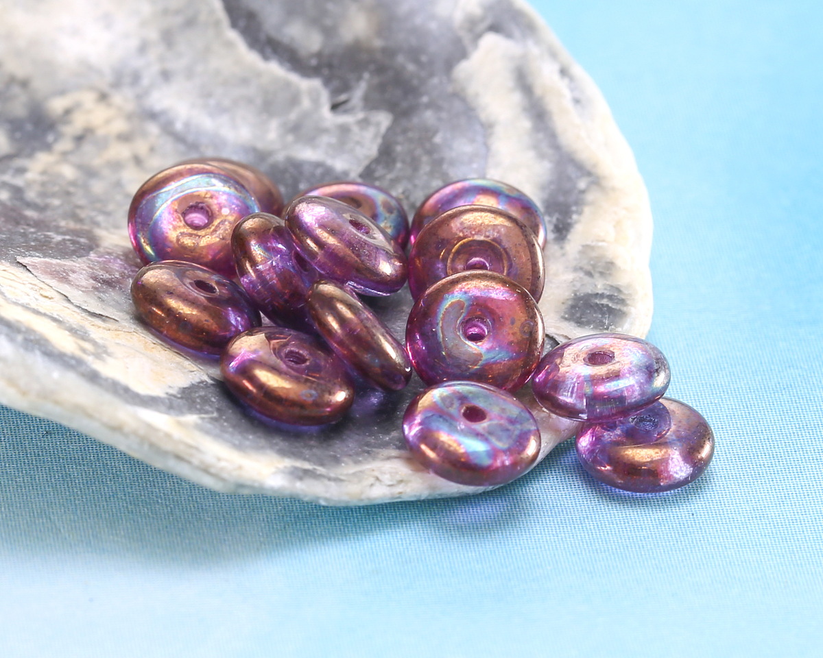 Czech Glass Purple w/ Mother of Pearl Finish Spacer 2x6mm