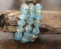 Czech Glass Aqua Ice w/ Antique Gold Flecks Chandelier Cut 8mm