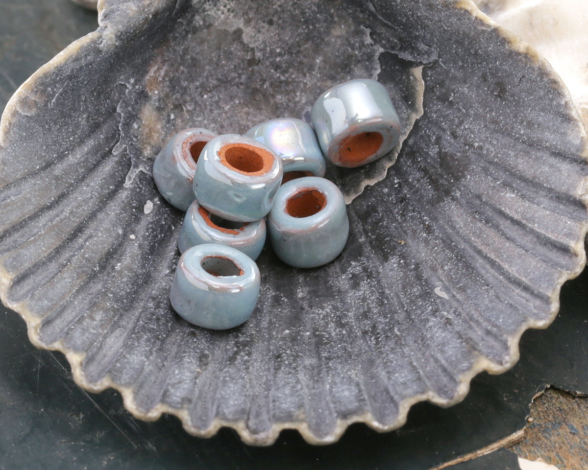 Mykonos Ceramic Iridescent Turquoise Barrel 4x6mm
