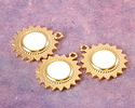 24K Gold (plated) White Enamel Sun Focal 18x21mm