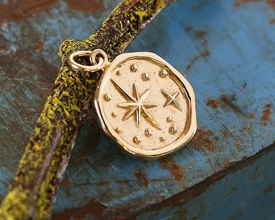 Nina Designs Bronze Wax Seal North Star Charm 15x22mm