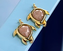 Peach Moonstone w/ Gold Finish Sea Turtle Focal 15x19mm