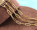 Waterproof 18K Gold PVD Plated Stainless Steel Flat Paperclip Chain, 11x4mm links, 5' Package