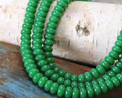 Jade Green Glass Rondelle 5x8mm