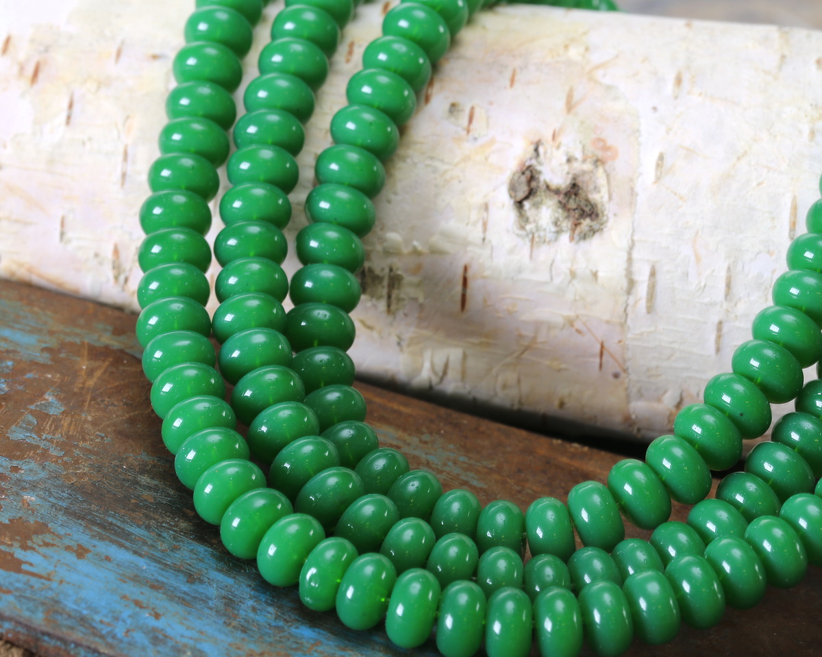 Jade Green Glass Rondelle 5x8mm