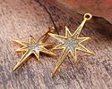 24K Gold (plated) w/ Silver Glitter in Resin Bethlehem Star Pendant 21x30mm