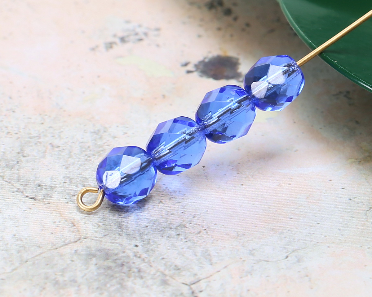 Czech Glass Sapphire Fire Polished Round 8mm