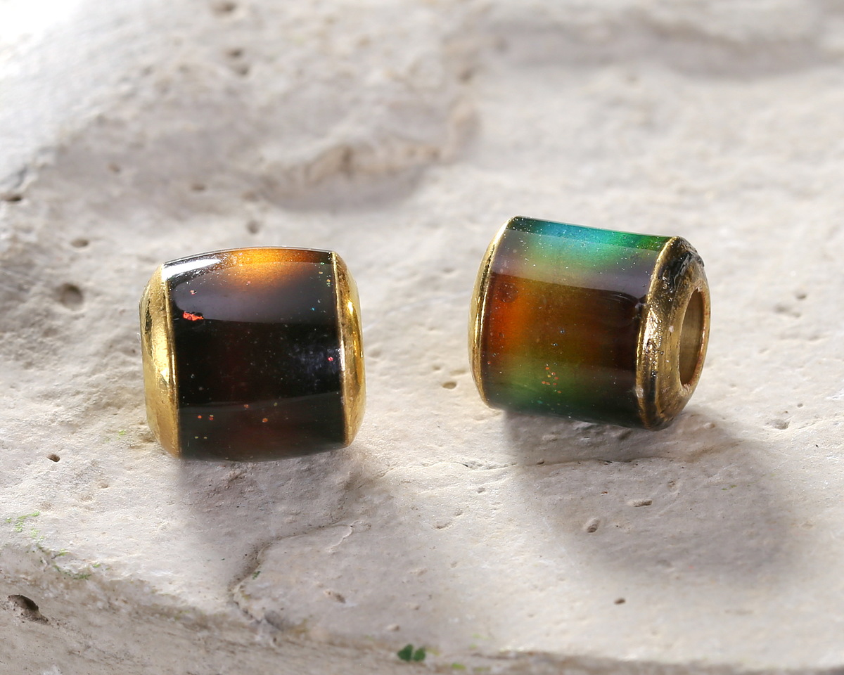 Mood Bead w/ Gold (plated) Stainless Steel Large Hole Barrel 10mm