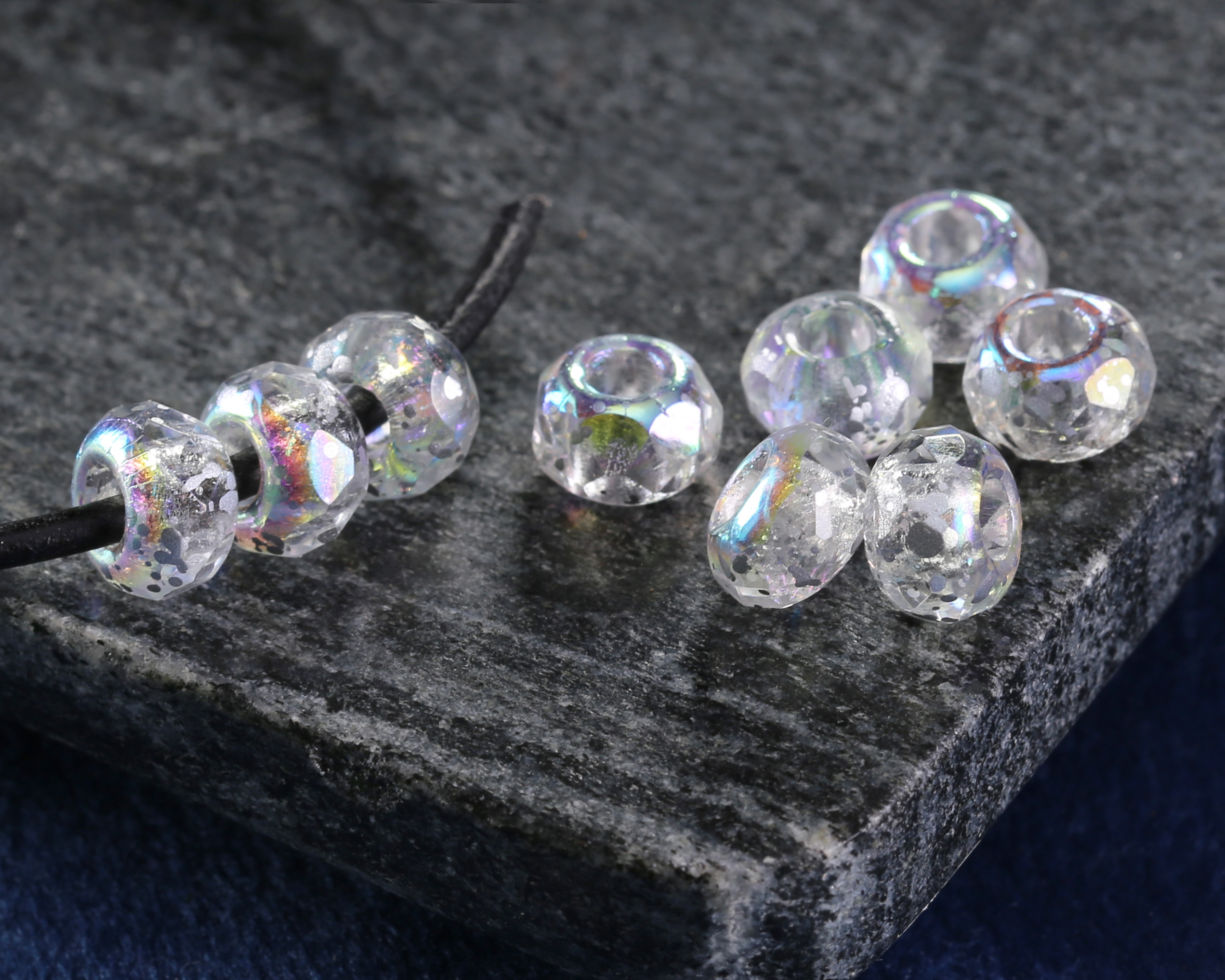Czech Glass Crystal AB w/ Mercury Finish Large Hole Fire Polished