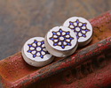 Czech Glass White w/ Iris Blue Ship's Wheel Coin 12mm