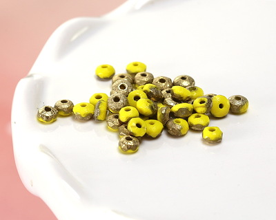 Czech Glass Textured Dandelion w/ Gold Finish Fire Polished Rondelle 2x3mm