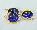24K Gold (plated) Cobalt Enamel Starry Night Focal Link 15x20mm