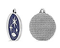Antique Silver (plated) Cobalt Enamel Celestial Scene Coin Focal 18x20mm