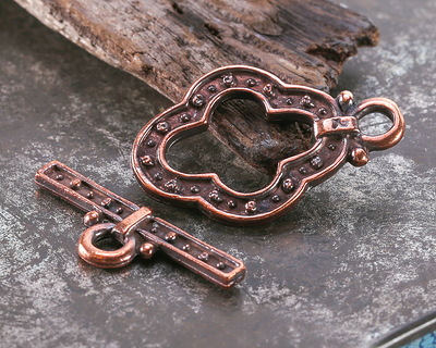 Mykonos Antique Copper (plated) Guinevere Toggle Clasp 21x31, Bar 29mm