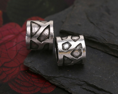 Mykonos Antique Silver (plated) Giraffe Print Barrel (large hole) 12mm